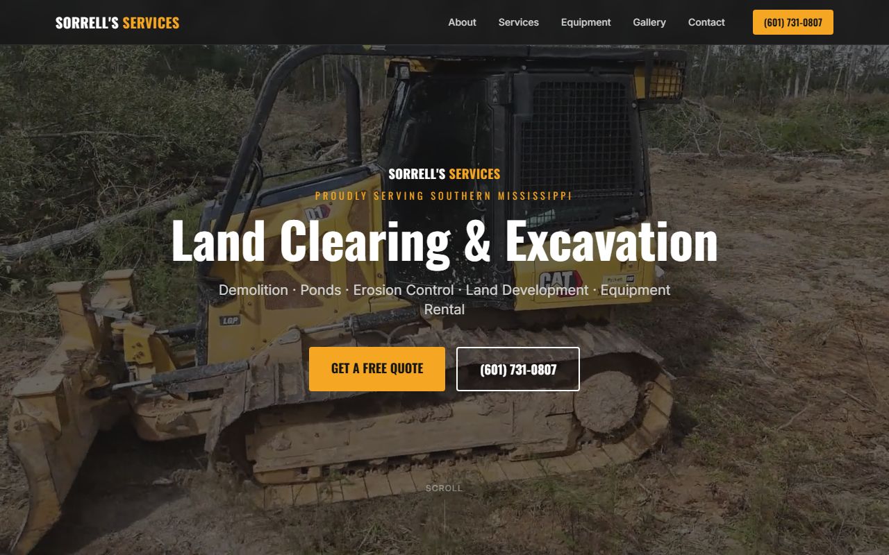 Sorrell's Services website homepage